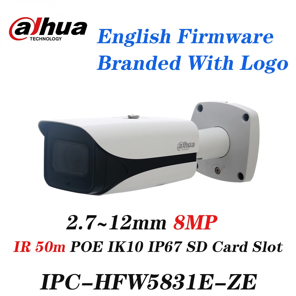 DAHUA IPC-HFW5831E-ZE Оригинальная версия на английском 8MP WDR IR bullet сетевая камера с POE IP67 IK10 с логотипом IPC-HFW5831E-Z5E