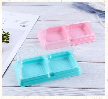 

50pcs Plastic transparent sugar box Egg yolk crisp moon cake blister box Party Pack sugar box Free Shipping