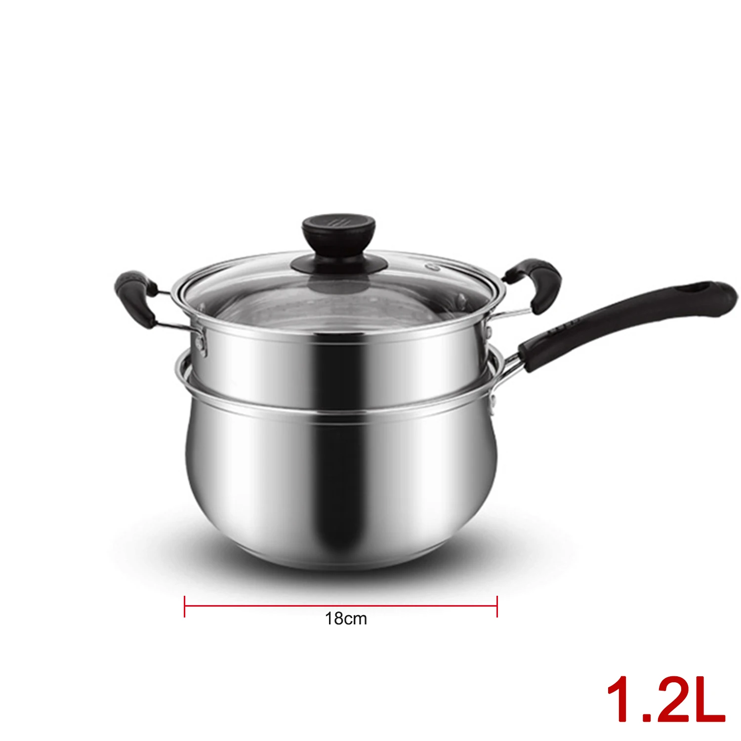 1.5L Пароварка из нержавеющей стали, кастрюля для супа, многофункциональная кухонная посуда с пароваркой, кухонная сковорода с антипригарным покрытием, общее использование