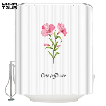 

Cute Flower Shower Curtain Plant Bathroom Curtain Waterproof Washable Bath Curtain Customized