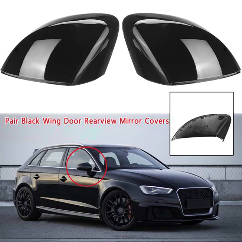 Bright Black Car Side Rearview Mirror Cap Cover Rear View Mirror Covers