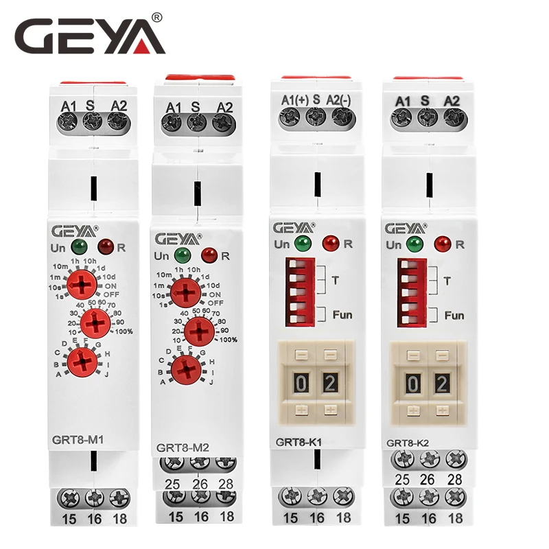 GEYA Multifunction Timer Relay Electronic Adjustable or Digital Setting Timer Switch 12V 24V 48V 110V 220V GRT8-M GRT8-K