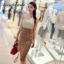 Женские юбки с пайетками и высокой талией, вечерние женские Облегающие юбки-карандаш с пайетками, женская сексуальная клубная облегающая юбка