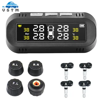 

2020 Solar TPMS Car Tire Pressure Alarm Monitor System Display Intelligent Temperature Warning Fuel Save with 4 Sensors tpms