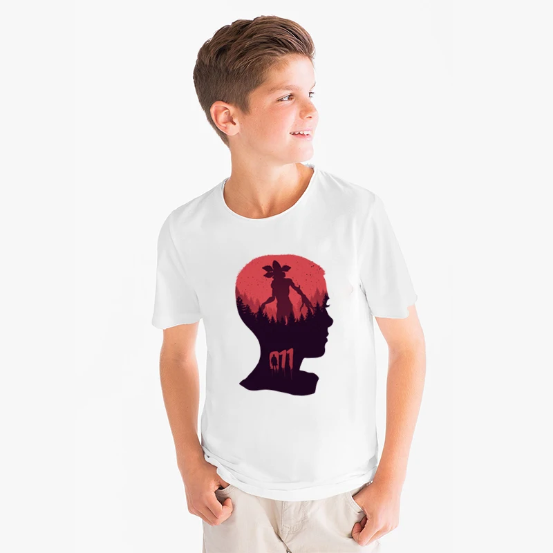 Camiseta/футболка «странные вещи»; Детские футболки для мальчиков и девочек; футболка с круглым вырезом и принтом; одежда для малышей; Повседневная футболка; топы с короткими рукавами