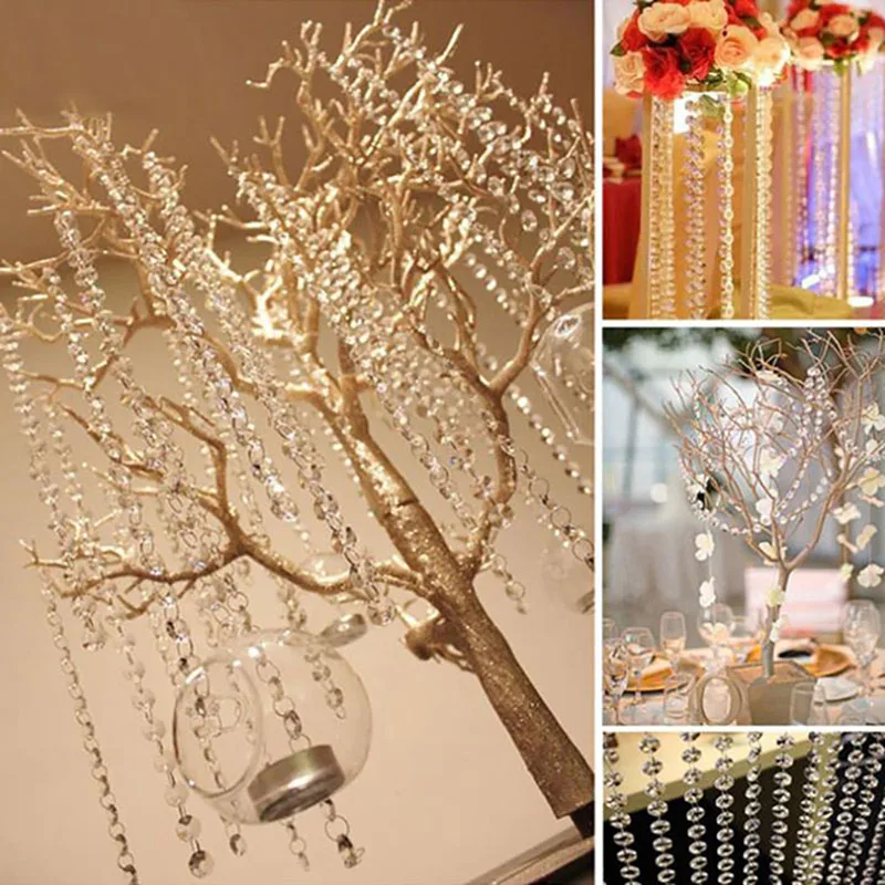 New 5M (16.4 )FT Crystal Hanging Beads Curtain Clear Acrylic Bead Garland  Chandelier Hanging Wedding Decoration Party Supplies - AliExpress
