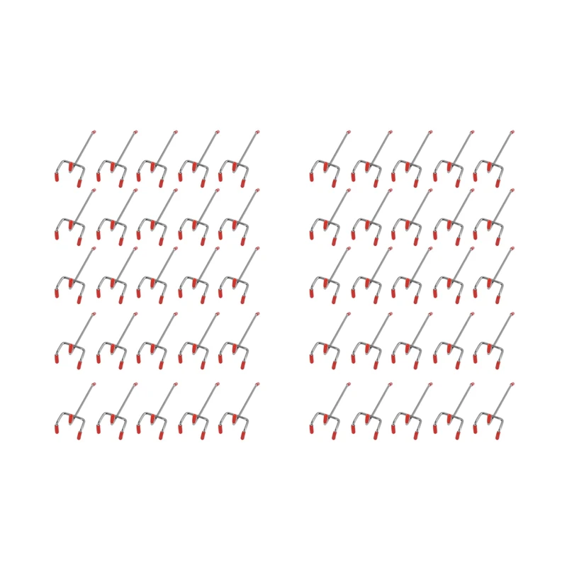 50Pcs 100Mm Pegboard Hooks Slat Wall Retail Display Shop Peg Hang Fits Home Hanger Chrome Metal 1-1.5Kg Loading | Дом и сад