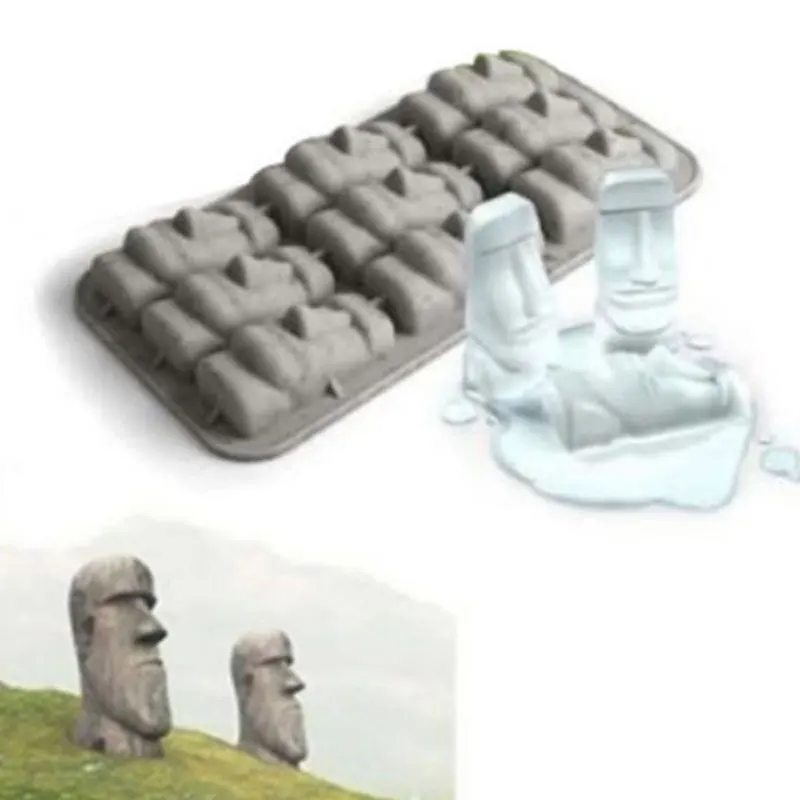 Каменные статуи Moai для пасхального острова поднос кубиков льда силиконовая