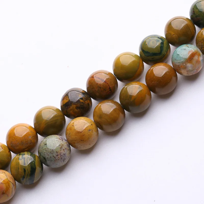 

1 Strand 40cm 15.5'' Long 6 8 10mm Size Pick Natural Marine Jasper Round Loose Beads DIY Jewelry Bead Supplies
