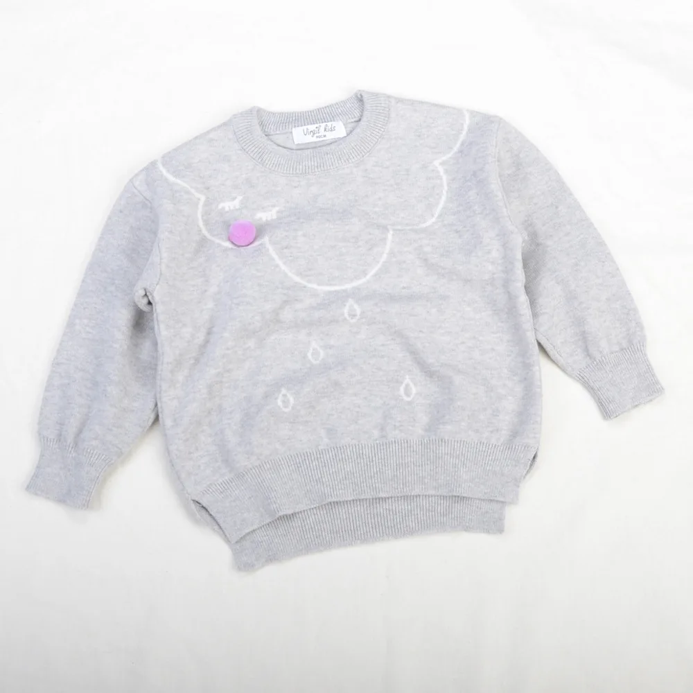 Virgil Kids2019 весенняя одежда тонкий свитер для девочек Корейский стиль девушки жаккард облако дождь свитер