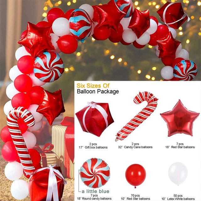 Kit d'arche de guirxiété de ballons de Noël, rouge, blanc, vert, ballon en  aluminium de canne de bonbon, fournitures de décoration de fête, Noël