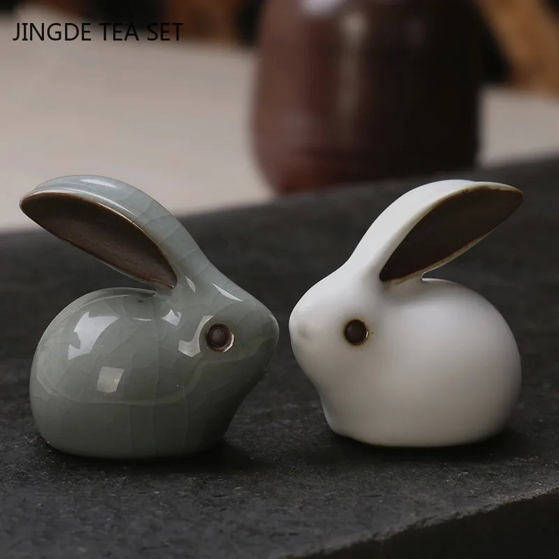Tanio Urocza ceramika herbata zwierzę domowe Model królika statua ręcznie sklep