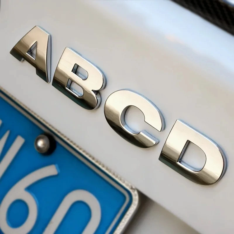 3d металлическая наклейка снаружи автомобиля ABC 123 хром Алфавит украшение-эмблема наклейки на тело черный серебряный 25 мм 45 мм авто аксессуары