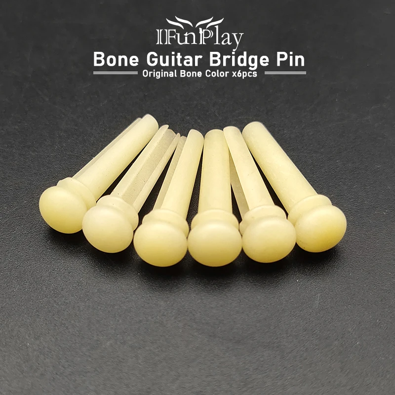 6pcs Real Bone Acoustic Guitar Bridge Pins Original Bone Bridge Pin for