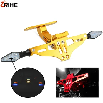 

Motorcycle Rear Adjustable License Plate Mount Holder with LED Light Bracket For HONDA CBR125R X4 NC700 S X for KTM 390 690 duke