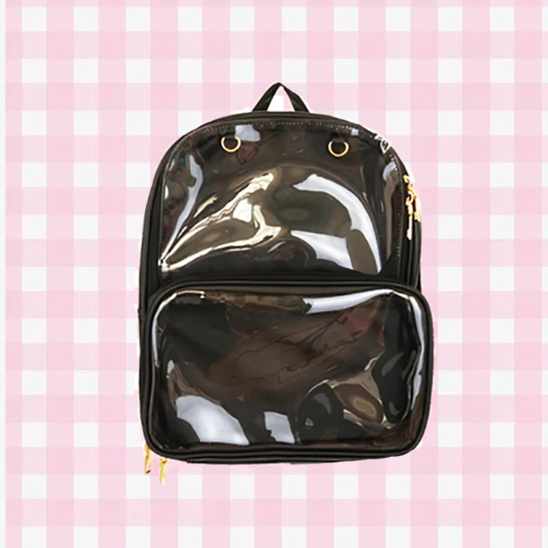 black Новое поступление, женская сумка, Kawaii, прозрачный рюкзак, 7 цветов, для девушек, прозрачный рюкзак, для девочек-подростков, милая сумка в стиле Лолиты, Itabag H224 - Цвет: black