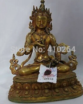 

free shipping 9" China gilt bronze figure fine buddhism Vajrasattva buddha Sculpture Statue