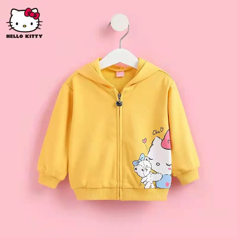 thumbnail image 1 of Hello Kitty niños primavera y otoño nueva chaqueta con capucha de algodón con estampado para niñas ropa de salida con cremallera de dibujos animados para bebés, 1 of 5