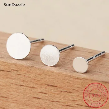 

10pcs Real Pure Solid 925 Sterling Silver Earring Studs Needle Post Flat Round Pad Pins 3~8mm Settings DIY Jewelry Making