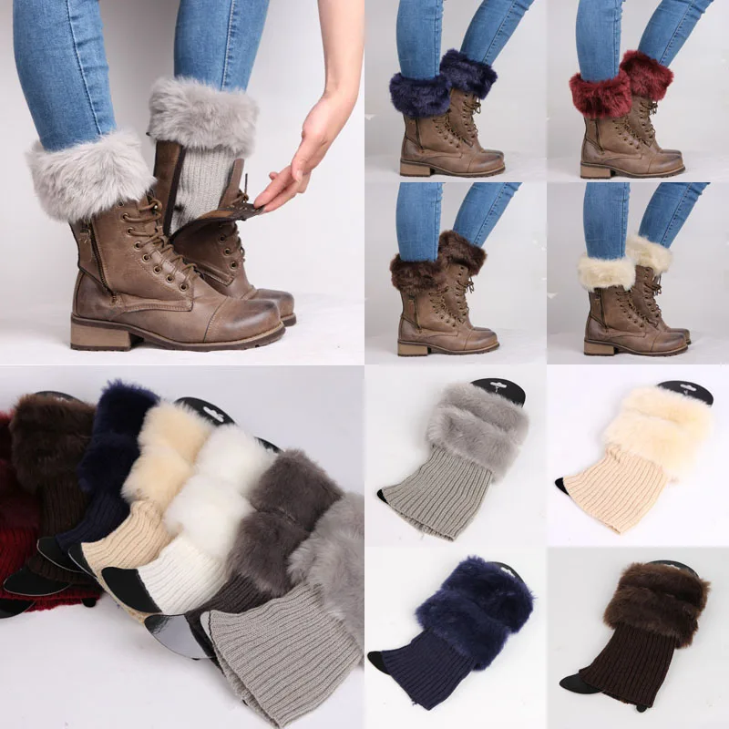 Горячая Распродажа, женские зимние вязаные сапоги с манжетами, меховые вязаные ботиночки, носки, гетры, новые сапоги, аксессуары, теплые