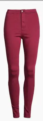 Burgundy Для женщин бордовый эластичные джинсовые штаны брюки, облегающие джинсы-карандаши голубого цвета с высокой талией, Женские джинсы-карандаш узкие брюки - Цвет: Burgundy