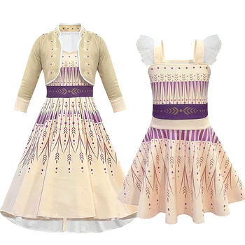 

MUABABY Girls New Anna 2 Princess Costume Children Pageant Party Gown Snow Queen Halloween Fancy Dress Up Outfit Clothes 3-10T