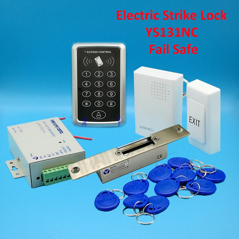 YS131NC Strick Lock Лучшая полная Rfid система контроля допуска к двери 125 кГц Rfid карта система контроля доступа комплект+ Электрический магнитный замок без Nc Strike Lock - Цвет: YS131NC Strick Lock