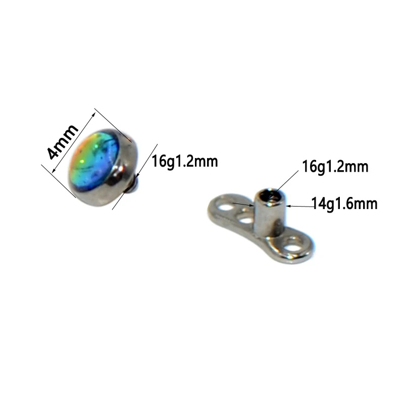 CHUANCI 1Pc Titanium With Flash Film Bling Top Dermal Anchor Skin Diver Implants Internal Thread Body Piercing Jewelry