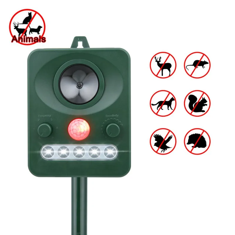 

Solar Animal Repellent With LED Strobe Lights Ultrasonic Infrared Light Flash Drive Dog And Cat Device Bird Repeller