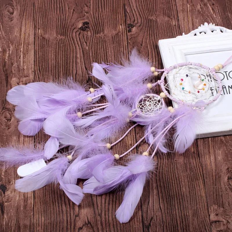 LED Light Up Feather Dream Catcher Wind Chimes Pendant Decorative Hanging Charms Gift Home Decoration Accessories No Battery