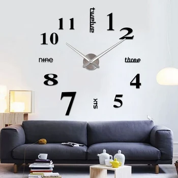 

Fashion 3D Big Size Wall Clock Mirror DIY Wall Acrylic Clock Sticker Home Office Decor Modern Design Creative Wall Quartz Clock