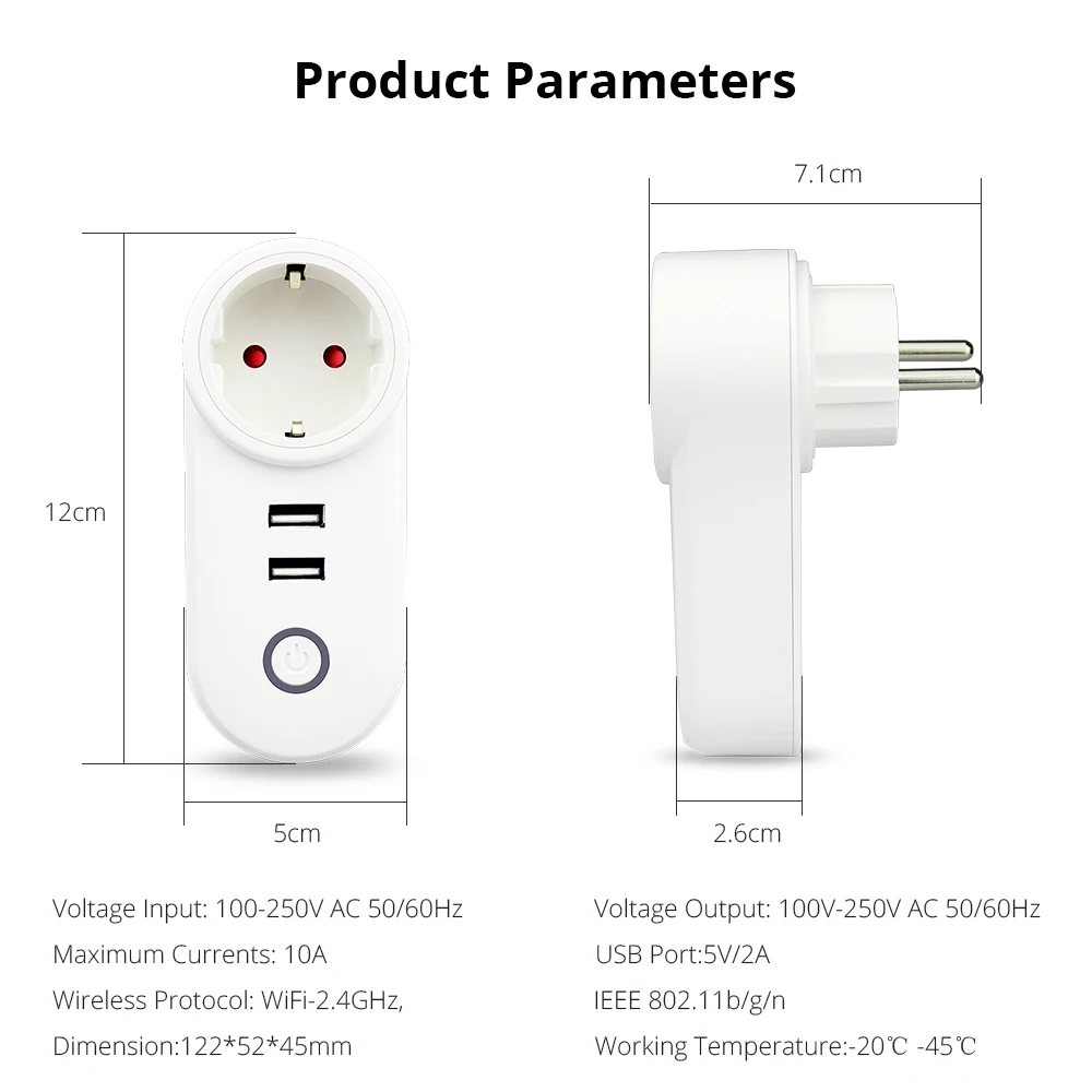 Смарт Wi-Fi мощность ЕС розетка с USB Tuya приложение управление таймер функция работать с Alexa Google Home assistant