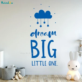 

Dream Big Little One Nursery Wall Sticker Home Decor For Kids Baby Room Typography Quotes Removable Lovely Murals YT2399