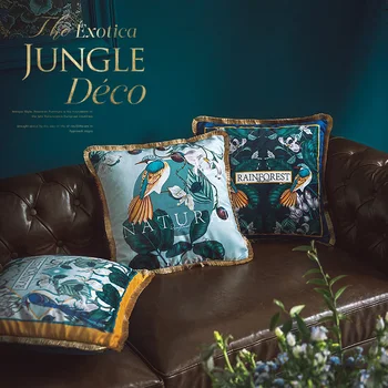

Classical Design Velvet Tassel Cushion Cover Printed Pillow Cover Pillowcase Home Decorative Sofa Throw Pillows Living Room Seat