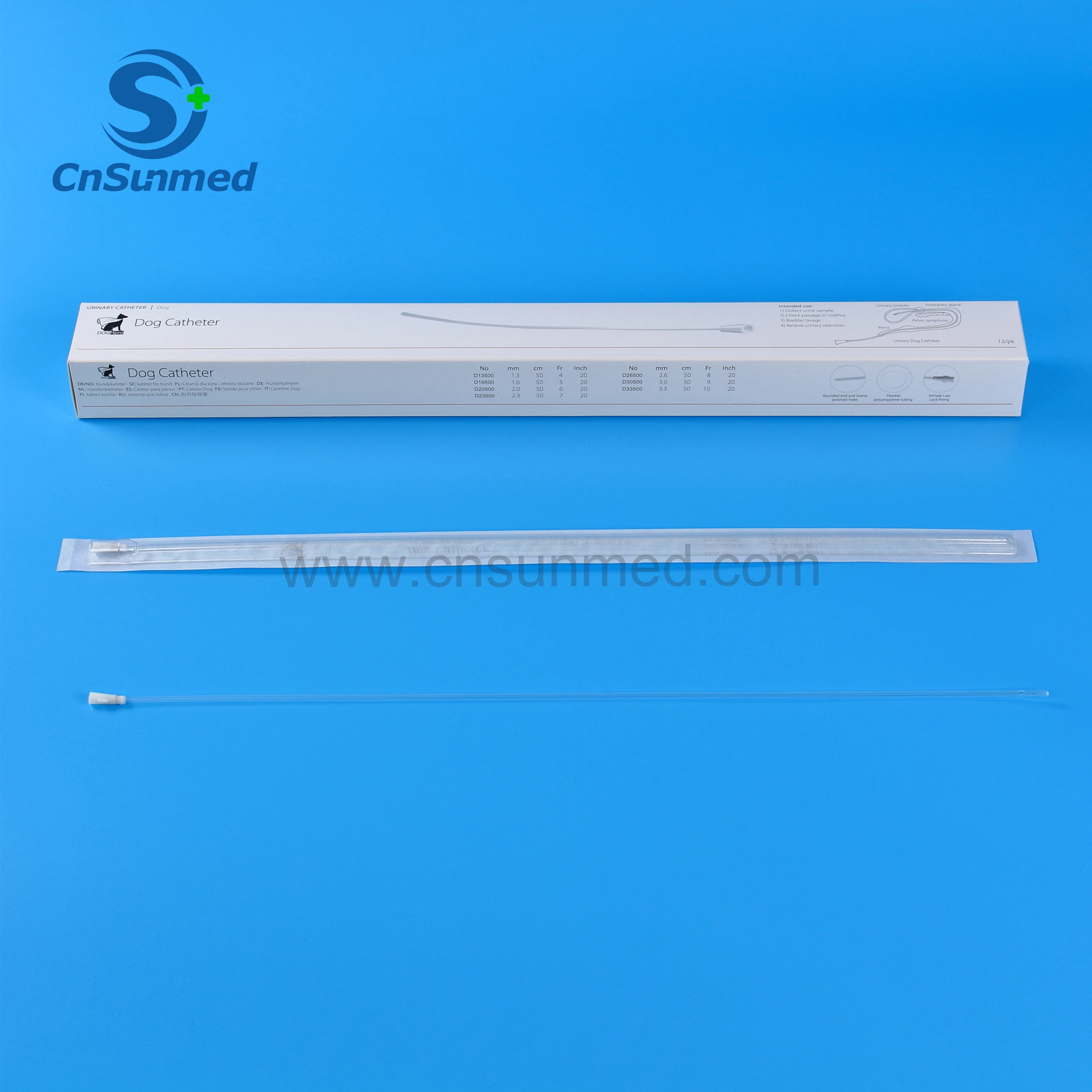 Dog Catheter Closed End Side Holes 50CM Urinary Sterile 20pcs/box