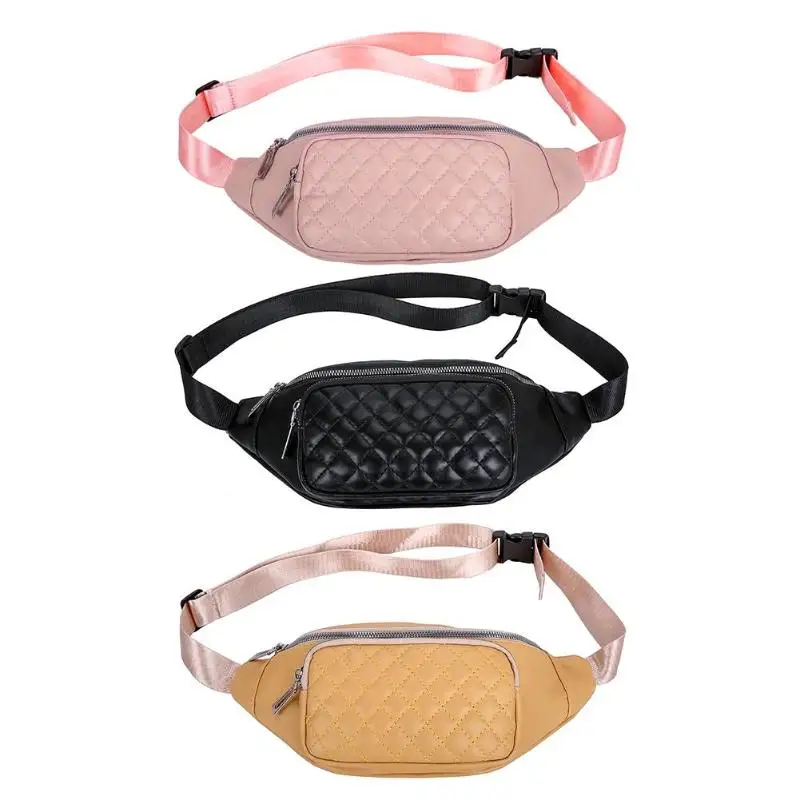 

Fashion Ladies Solid Color Shoulder Messenger Handbags Women Lattice Waist Fanny Belt Packs PU Leather Crossbody Chest Bags Phon