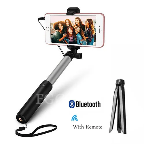 gray with tripod FGCLSY металлическая Проводная селфи-Палка с Bluetooth, дистанционный складной штатив, портативный выдвижной монопод для iphone 6s iOS - Цвет: gray with tripod