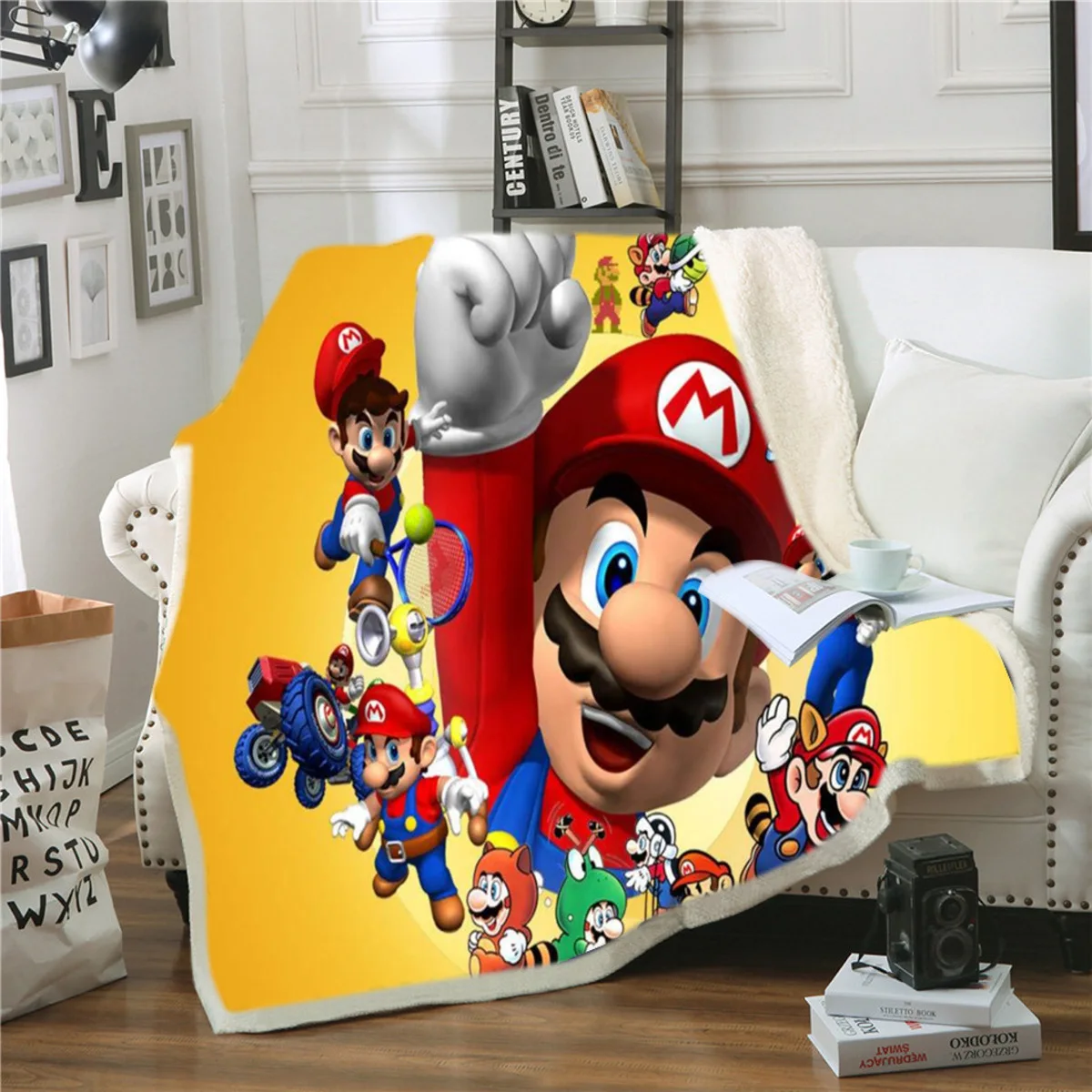 Hoodie Blanket Plush Throw Blanket 3D Super Mario Printed Sherpa Fleece Microfiber Throw Blanket Gift Drop Shipping