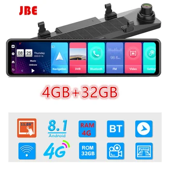 شراء4G أندرويد داش كام لوحة 12 بوصة جهاز تسجيل فيديو رقمي للسيارات للسيارات مرآة الرؤية الخلفية واي فاي HD مسجل فيديو لتحديد المواقع الملاحة المسجل