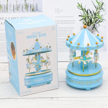 

Tow-colors Children light music box toys clockwork carousel music box toys children portable lantern toys Christmas toys gift