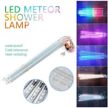 

New Year Meteor Shower Rain 8 Tubes LED String Lights 30cm 50cm Outdoor Waterproof for Christmas Wedding Party Garden Decoration