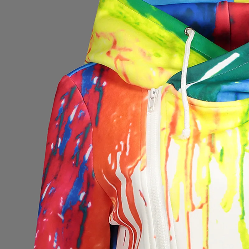 Женские толстовки Harajuku с объемным принтом каракули, повседневные свободные пальто на молнии с длинным рукавом, уличная одежда Moletom Tumblr Rz
