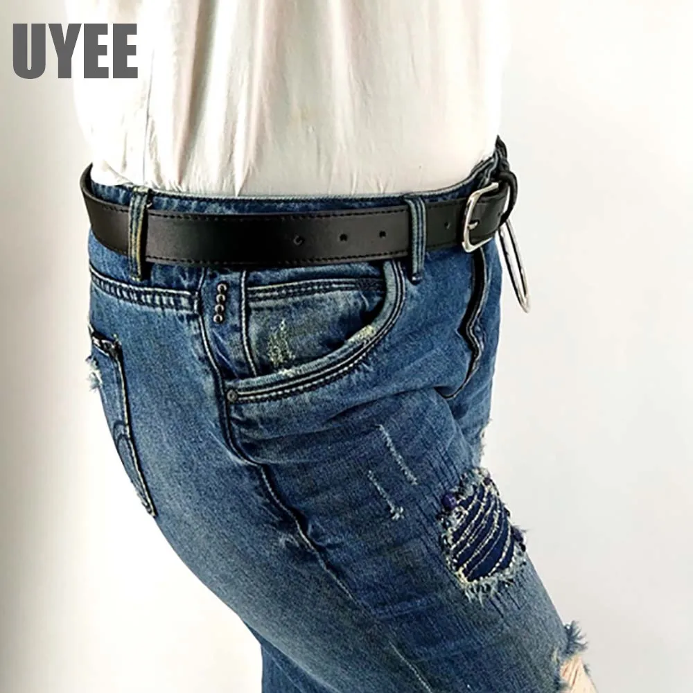 UYEE Leather Belt Edgy For Women Pastel Goth Fashion Leather Harness Leg Cage Body O-ring Belt Adjustable Waist Harness Punk Top