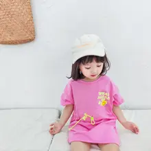 Новое Стильное платье с принтом для девочек, модные летние хлопковые платья для девочек 1-6 лет