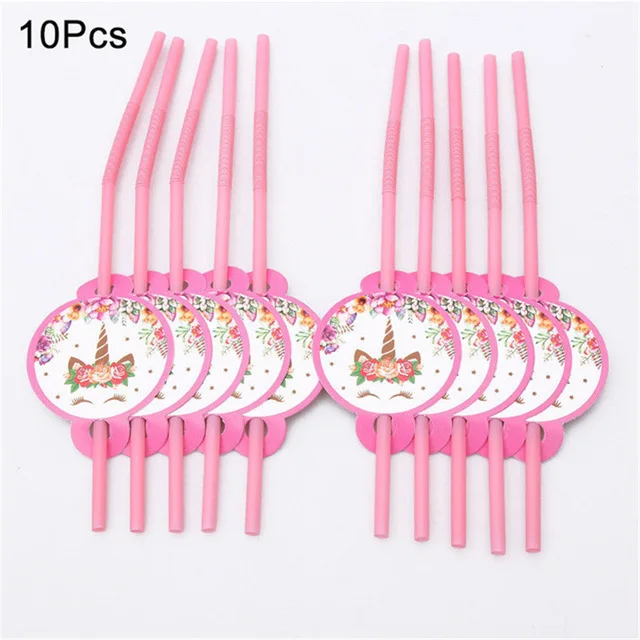 10Pcs straw Новое поступление Рождественская вечеринка по случаю Дня рождения, праздник подарок для детей милый Единорог телескопическая металлическая книжная полка PAD52 - Цвет: 10Pcs straw