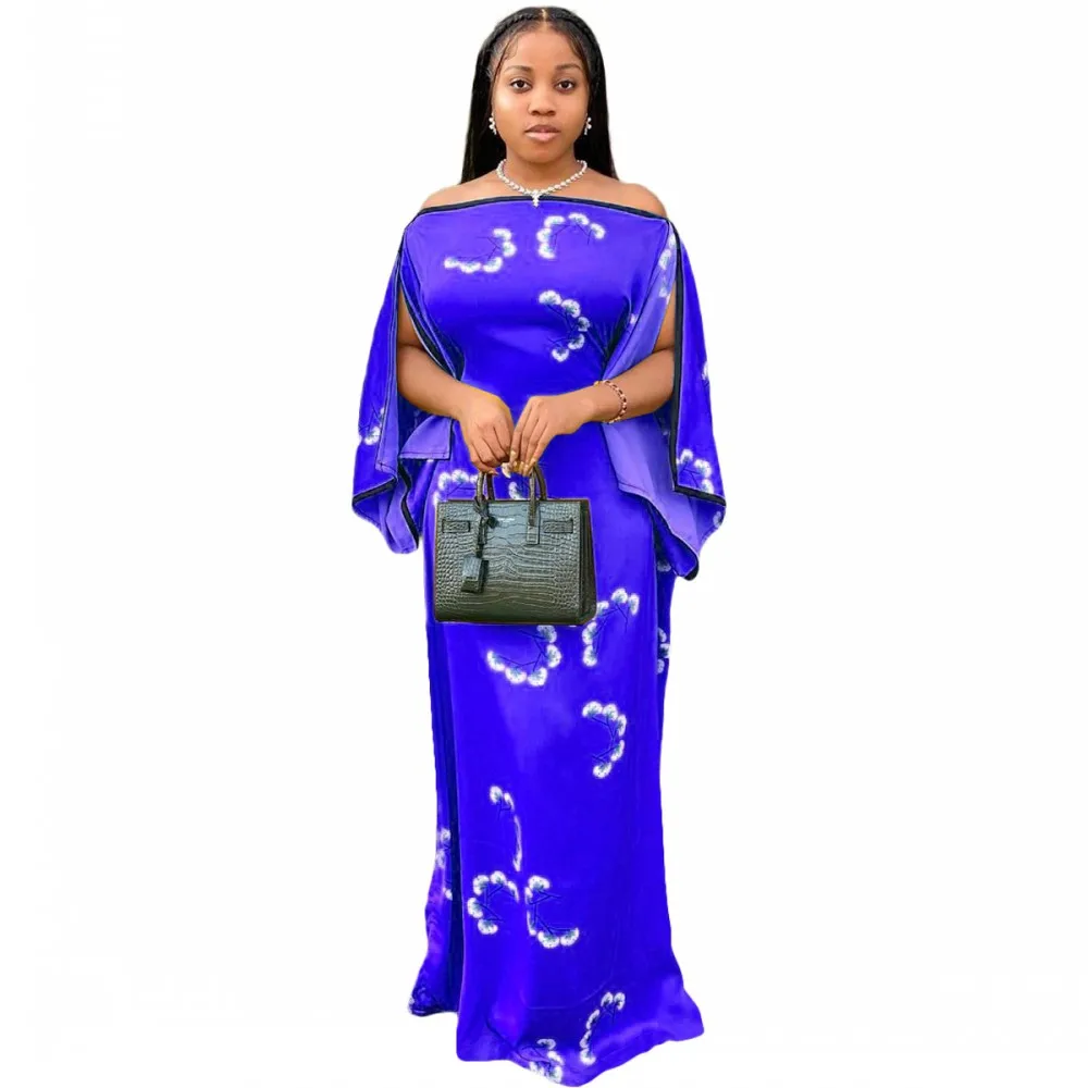 Sexy One-Line Neck Long-Sleeved Dress Fashion Print Loose Slim African Long Skirt 2022 Autumn Trend Casual Women's African Robe