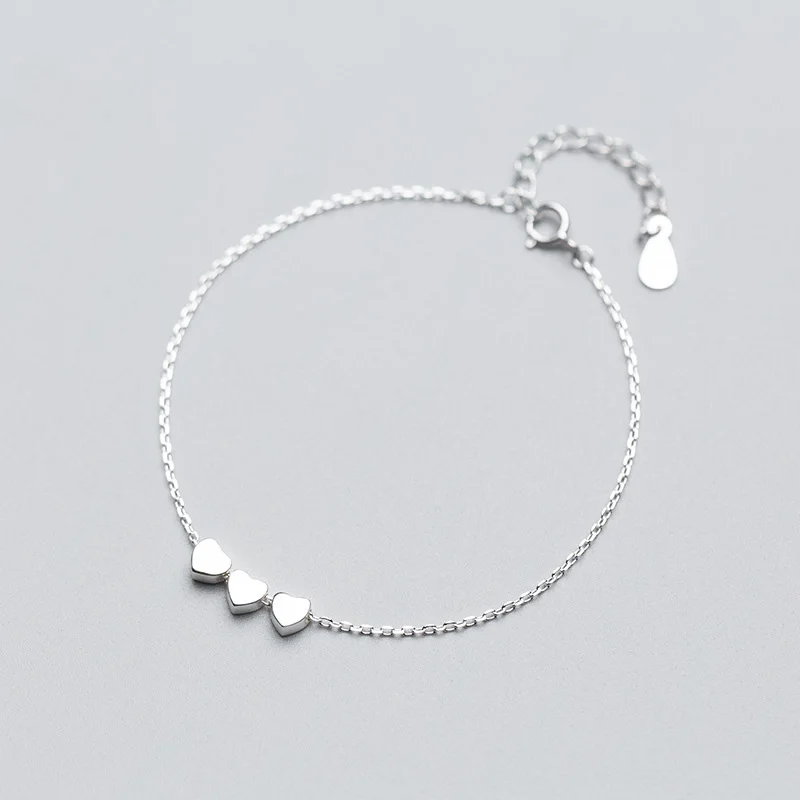 Trusta Настоящее серебро 925 пробы, Модные женские ювелирные изделия, 3 сердца, браслет 16 см для подарка, для девушек, девушек, дропшиппинг DS680