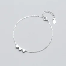 Trusta Настоящее серебро 925 пробы, Модные женские ювелирные изделия, 3 сердца, браслет 16 см для подарка, для девушек, девушек, дропшиппинг DS680