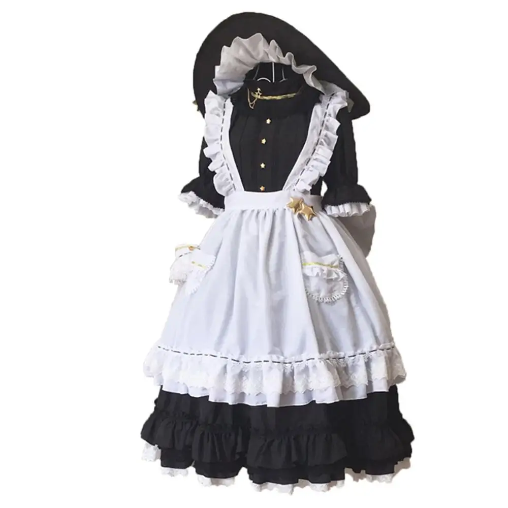 2019 Touhou Project Kirisame Marisa платье с передником для горничной Униформа костюмы косплея