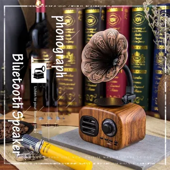 

Retro phonograph wireless Handsfree FM Radio Loudspeaker portable boombox subwoofer bluetooth speakers caixa de som altavoF4045A